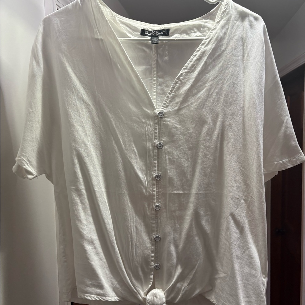Velvet Heart Cream Button-Up Shirt